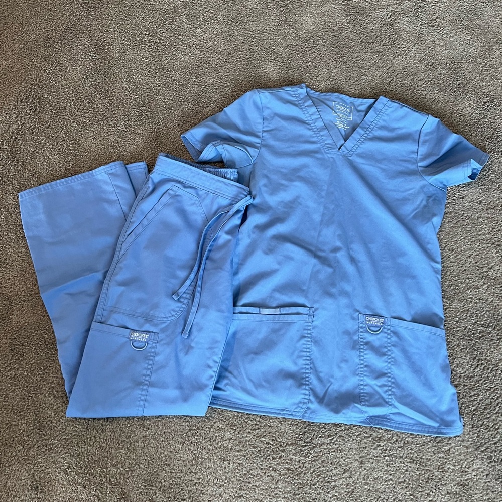 Cherokee ceil blue scrub set